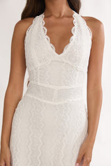 Beaucoup Lace Overlay Halterneck Maxi Dress Cream