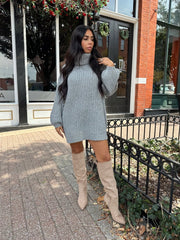 Ariel Charcoal Grey Turtle Neck Sweater Mini Dress