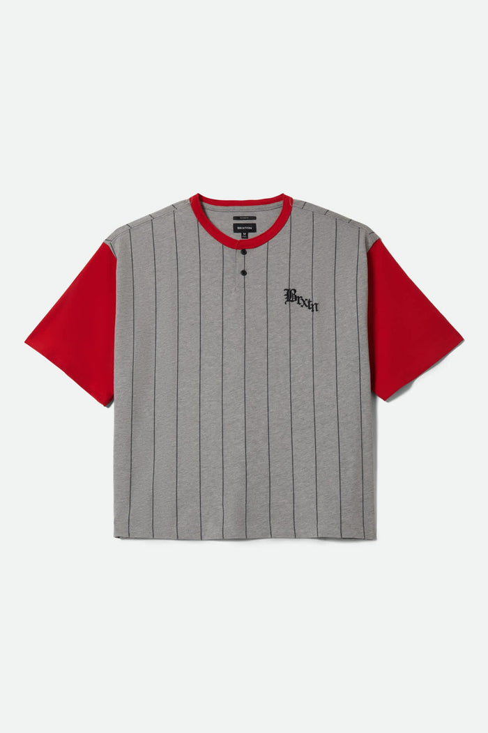 Brixton - Boxy Baseball Shirt (Heather Grey/Adrenaline Rush)