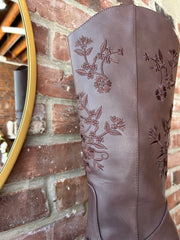 Miley Dark Brown Embroidered Western Boot