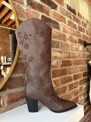 Miley Dark Brown Embroidered Western Boot