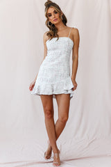 Gabrielle Tweed String-Tie Strap Dress White Multi
