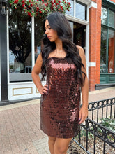 Savvy Brown Sequin Shift Mini Dress