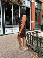 Savvy Brown Sequin Shift Mini Dress