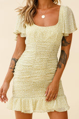 Merritt Ruched Tie Back Detail Dress Speckle Print Green