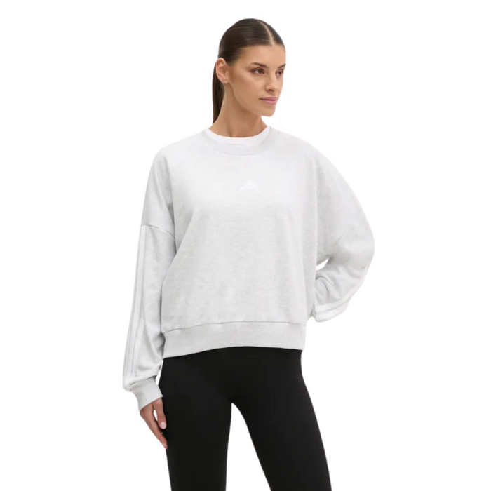 Adidas Women's Sweatshirt Essentials 3-Stripes French Terry Grey JD5292
