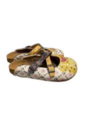Yellow and White I love Dogs Crisscross Mule