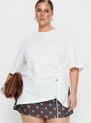 Agnessa Ruched Detail Oversized Tee White Curve