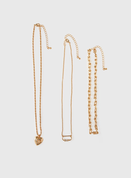 Double Date Layered Necklace Gold