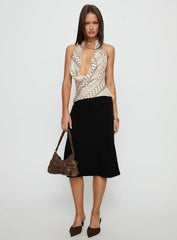 Cassendra Halter Scarf Top Cream Polka Dot