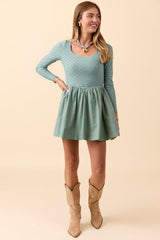 Marina Sage Eyelet Mini Dress FINAL SALE