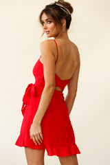 Pepita Cami Strap Wrap Dress Red