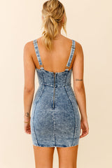 Rhythm Wide Strap Bodycon Mini Dress Washed Blue