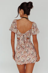 Joie Puff Sleeve Shirred Dress Floral Blush