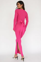 Twilight Moments Long Sleeve Knit Dress Hot Pink