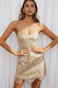 Rome Calling Sequin And Embroidery Scalloped Hem Dress Gold