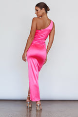 Night-Out One Shoulder Maxi Dress Hot Pink