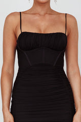 Malibu Sun Ruched Midi Dress Barbie Black