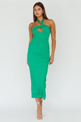 Mari Halterneck Midi Dress Green