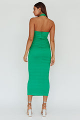 Mari Halterneck Midi Dress Green