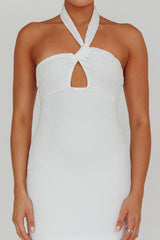 Mari Halterneck Midi Dress White
