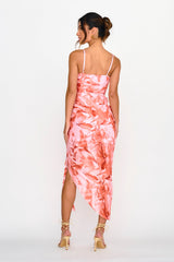 Your Destiny Ruched Asymmetrical Hem Dress Pink