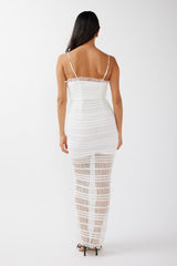 Wander & Roam Frill Trim Lace Dress White