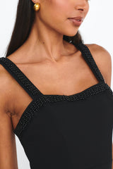 Emina Bead Trim Maxi Dress Black
