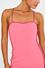 Future Awaits Lace-Up Back Mini Dress Hot Pink