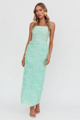 Love & Honor Textured Floral Maxi Dress Sage