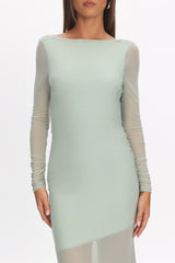 Lustre Long Sleeve Open Back Maxi Dress Sage