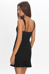 Lili Pleat Hem Mini Dress Black