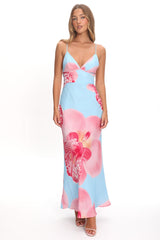 Floating Strappy Low Back Maxi Dress Orchid Blue