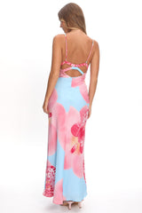 Floating Strappy Low Back Maxi Dress Orchid Blue
