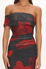 Gala One-Shoulder Maxi Dress Rose Black