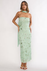 Jeremia Strapless Maxi Dress Sequin Mint