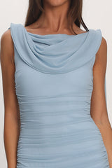 Rosellea Draped Shoulder Maxi Dress Blue