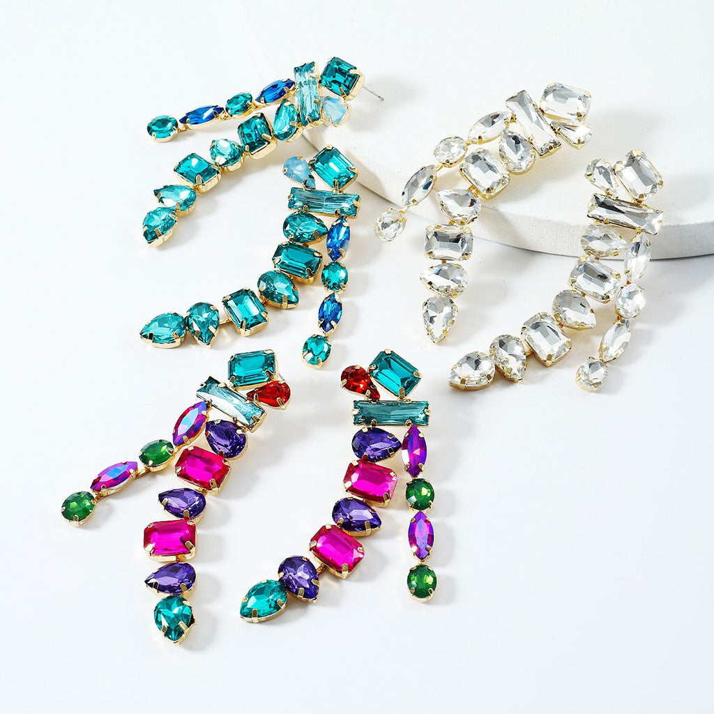 Sparkly Diamond Alloy Geometric Earrings