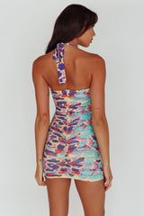 Maribella Halterneck Mini Dress Print Blue