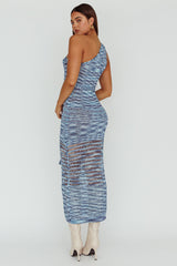 Tyanna One-Shoulder Knit Midi Dress Blue Multi