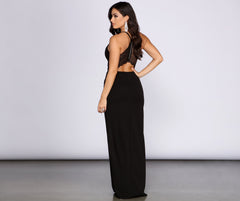 Adelise Lace Back Crepe Dress