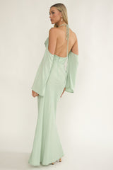 Solenne Cowl Neck Cold Shoulder Maxi Dress Sage