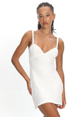 Honduras Crochet Knit Mini Dress Sequin Off White