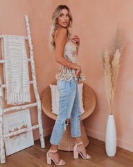 Beaufort Floral Eyelet Peplum Tank