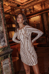 Karma Long Sleeve Keyhole Back Sequin Dress Gold