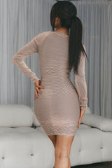 Villa Laguna Twist Bust Cut-Out Waist Bodycon Dress Beige