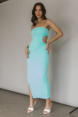 Taking Bets Strapless Cut-Out Midi Dress Mint
