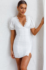 Aylina Scalloped Lace Mini Dress White