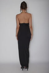 Slow Dance Chain Halter Midi Dress Black