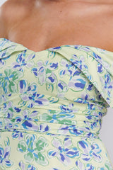 Lillianne Off-Shoulder Midi Dress Floral Blue